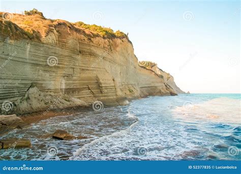 Loggas Beach (Peroulades Beach, Sunset Beach) Corfu Island, Gree Stock Image - Image of drastis ...