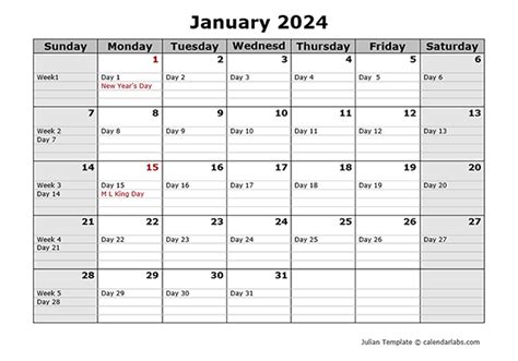 Printable 2024 Calendar With Julian Dates - Image to u