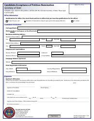Colorado Candidate Acceptance of Petition Nomination - Secretary of ...