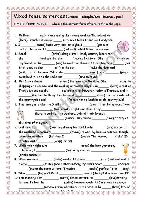 Mixed tense sentences - ESL worksheet by Amanda W