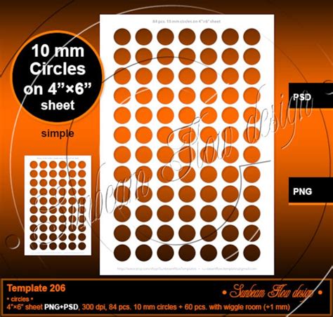 INSTANT DOWNLOAD 10 Mm Circles Circle TEMPLATE 206 Printable | Etsy