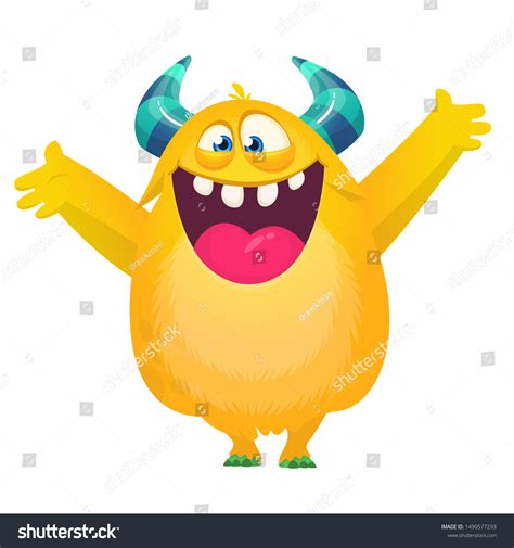 Funny Happy Cartoon Monster Vector Illustration Stock Vector (Royalty ...