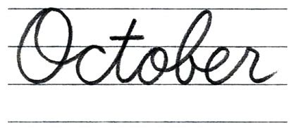 筆記体で書こう ”October” in cursive