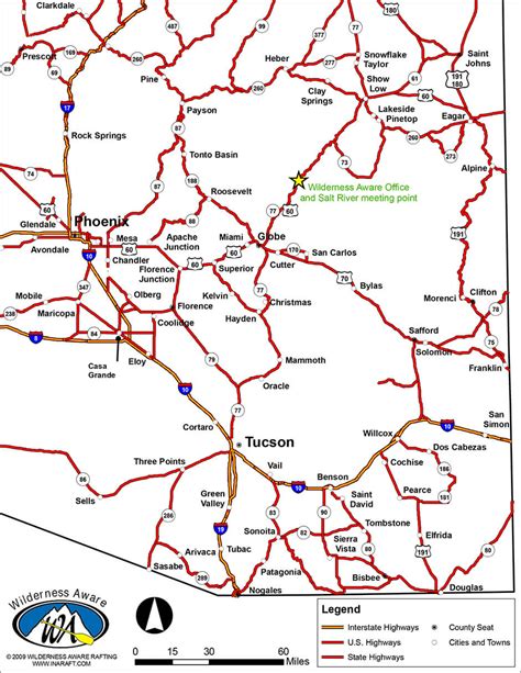 Arizona Road Map | Whitewater Rafting Trips in Arizona