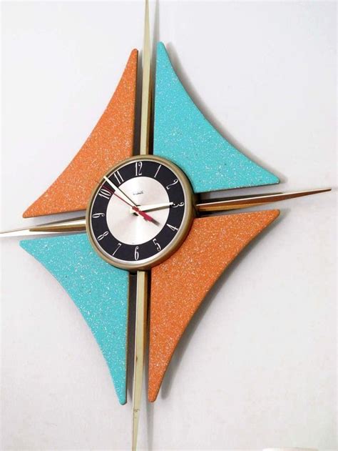 “VINTAGE VERICHRON WALL CLOCK MCM Mid-Century Modern Starburst”Source ...