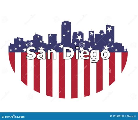 San Diego City and USA Flag Stock Vector - Illustration of metropolitan ...