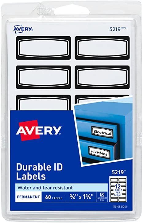 Avery(R) Durable ID Labels, 3/4" x 1-3/4", Black Border, Writable and Printable Labels, 60 Total ...