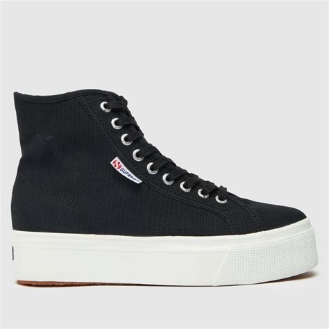 Superga Black & White 2708 Hi Tops Trainers - ShoeFreak