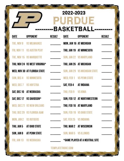 Purdue Basketball Schedule 2023 24 Printable - Printable Word Searches