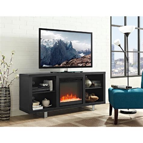 Walker Edison Furniture Company 58 in. Simple Modern Fireplace TV Console in Black-HD58FP18SMSB ...