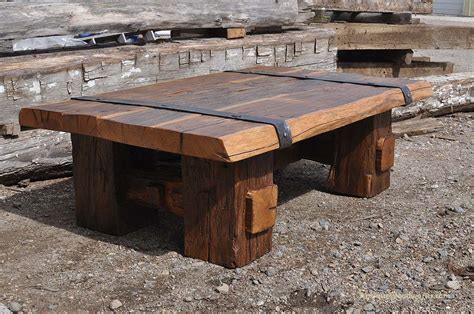 Reclaimed Wood Coffee Table with Iron Straps - Antique Woodworks