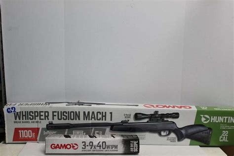 GAMO WHISPER FUSION MACH 1 BREAK BARREL HUNTING AIR RIFLE .22 CAL WITH NEW GAMO 3-9x40 W1PM AIR ...