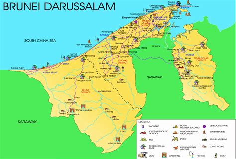 Detailed tourist map of Brunei | Brunei | Asia | Mapsland | Maps of the ...