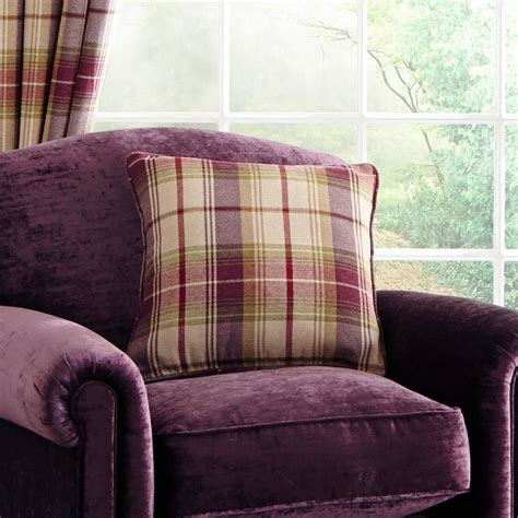 Dorma Plum Bloomsbury Check Square Cushion | Plum living room, Burgundy ...