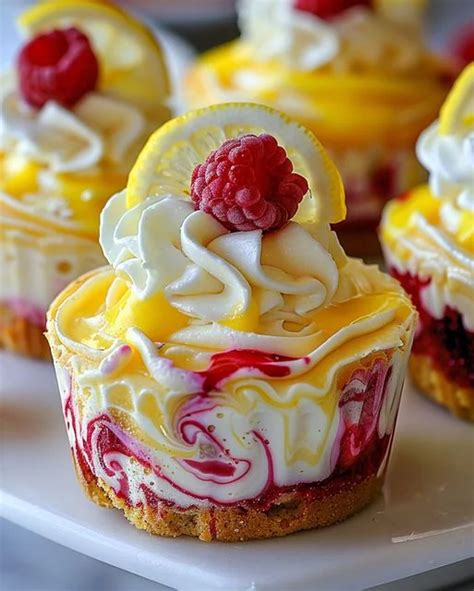 Lemon Raspberry Swirl Cheesecake Cups