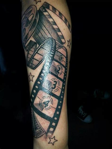 Film Tattoo represents my absolute love for movies.💚🎥🎬 Leg Tattoos, Body Art Tattoos, Sleeve ...