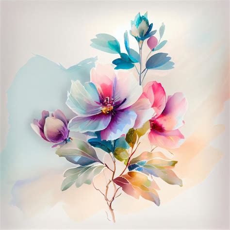 Premium Photo | Beautiful watercolor flowers painting pastel mood