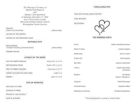 Catholic Wedding Program Template 5