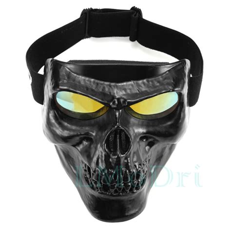 Motorcycle Skull Face Mask Goggles For Open Face Helmet » MotoFlavour.com | Skull face, Skull ...