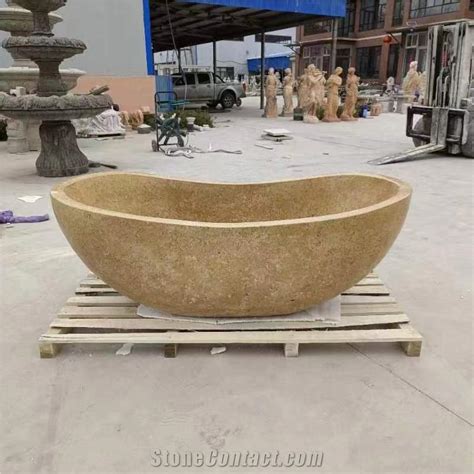 Classic Travertine Natural Stone Bathtub, Beige Travertine Bathtub from ...