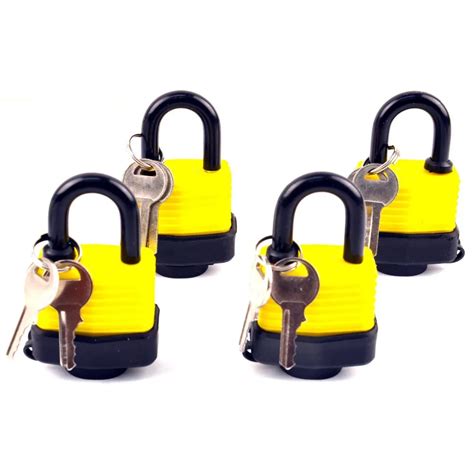 4 Pieces Yellow 40mm Keyed Waterproof Laminated Padlock Pad Lock Key Gate Door-in Locks from ...