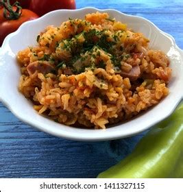 Hungarian Lecso Sausage Rice Lecso Dish Stock Photo 1411327115 ...