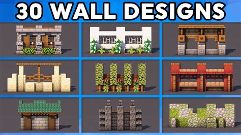 30 Must Know Minecraft Wall Designs! (Tutorial) - YouTube