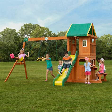 Backyard Discovery Oakmont Cedar Wooden Swing Set - Walmart.com