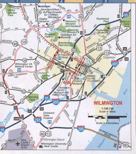 Wilmington DE road map, Free map highway Wilmington city surrounding area