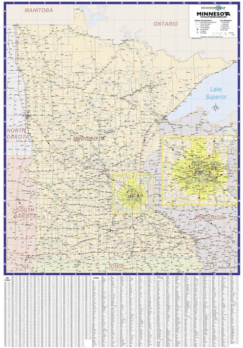 Minnesota Zip Code Map - Hudson Map Company