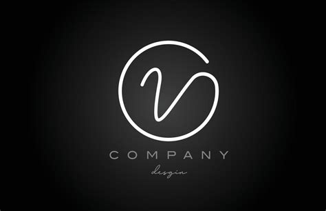 black and white V alphabet letter logo icon design. Handwritten creative template for company ...