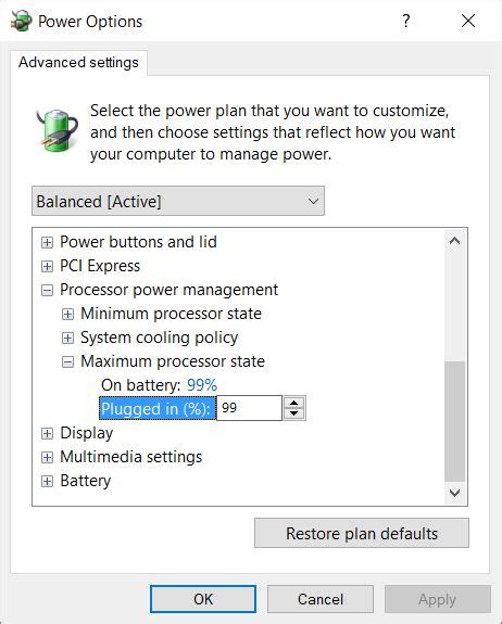 Unable to set Maximum Processor State after Fall Creators Update ...