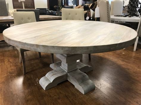 Rustic White Wash SOLID WOOD Round Pedestal Dining Table | Etsy | Round dining room table, Round ...