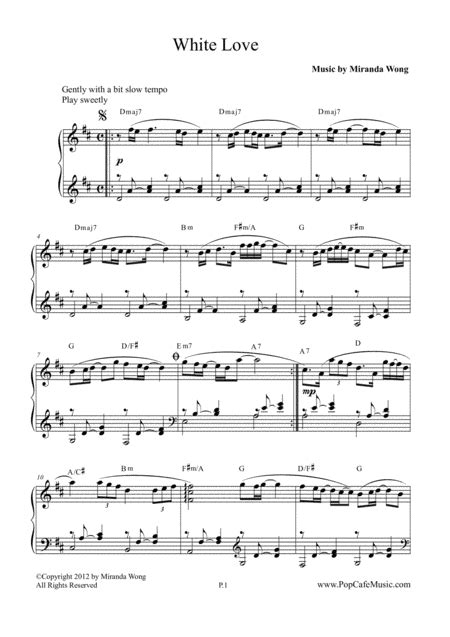 White Love - Romantic Piano Music in D Key (With Chords) Sheet Music ...