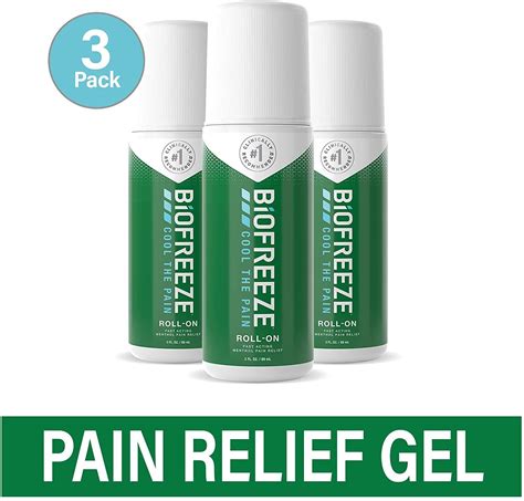 Biofreeze Pain Relief Gel, 3 oz. Roll-On, Fast Acting, Long Lasting, & Powerful Topical Pain ...