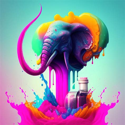 Premium AI Image | an elephant with a bottle of spray and a spray of paint.