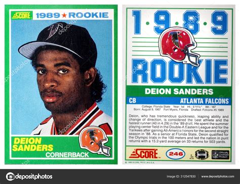 Deion Sanders rookie card from Score card . – Stock Editorial Photo © mj0007 #312547830