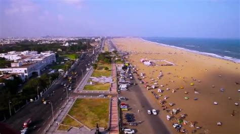 Aerial View Chennai Marina Beach Lighthouse — Stock Video © avpk #204594374