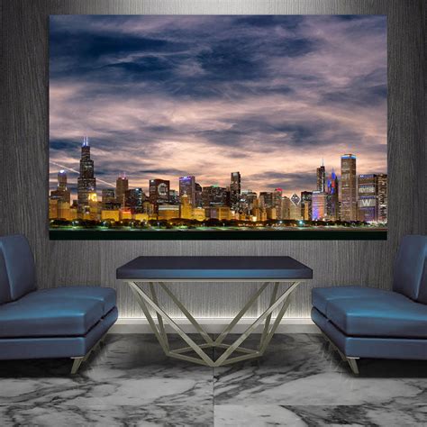 Chicago W Skyline Cubs Wall Art - Zapwalls