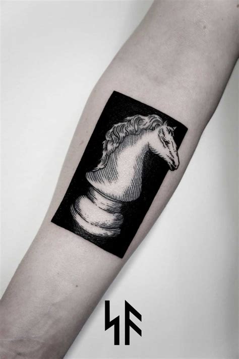 White knight chess piece tattoo - Tattoogrid.net