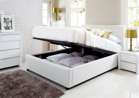 Henley White Leather Ottoman Storage Bed | Ottoman storage bed, White leather bed, Bed designs ...
