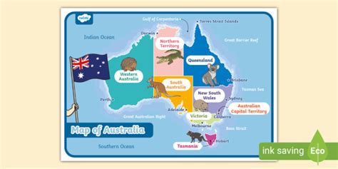 Map of Australia With Names (Teacher-Made)