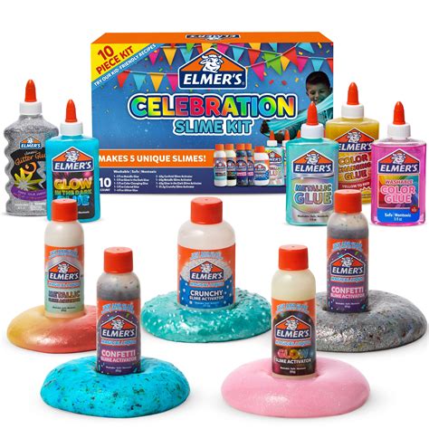 Elmer’s Celebration Slime Kit, Slime Supplies Include Assorted Magical Liquid Slime Activators ...