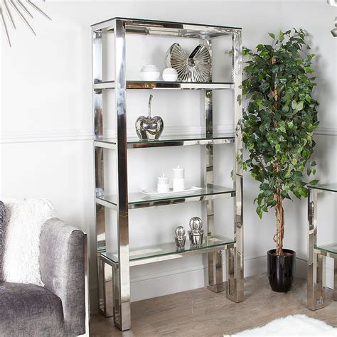 Harvey Chrome And Glass Shelving Unit Display Cabinet | Picture Perfect Home | Glass shelving ...