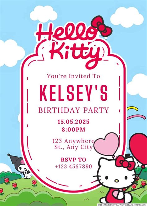 Free Editable Hello Kitty Birthday Invitation | Download Hundreds FREE PRINTABLE Birthday ...