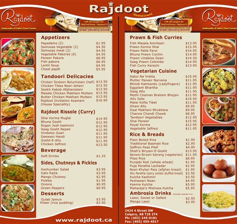 Have a look on Indian Restaurant Rajdoot Menu. | Indian food recipes, Indian food menu ...