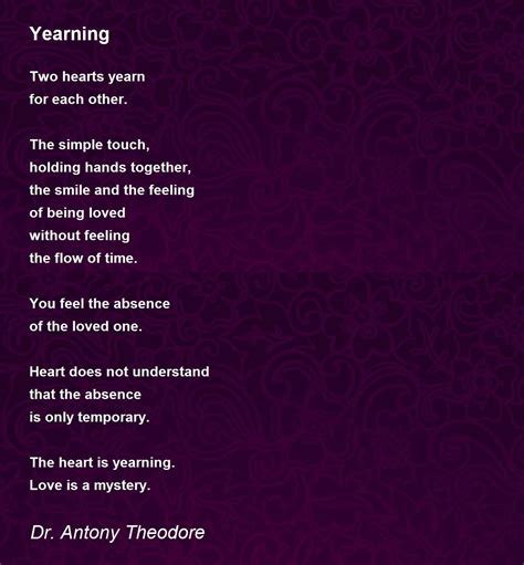 Yearning Poem by Dr. Antony Theodore - Poem Hunter