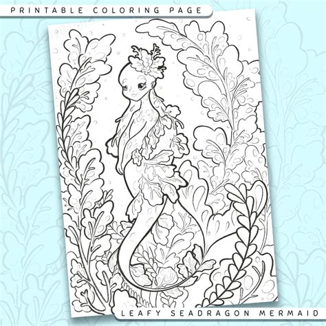 Printable Leafy Sea Dragon Mermaid Coloring Page | Evy Benita