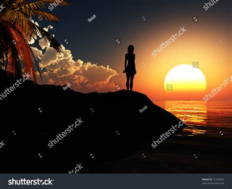 Silhouette Young Girl Sunset Stock Illustration 77379262 | Shutterstock