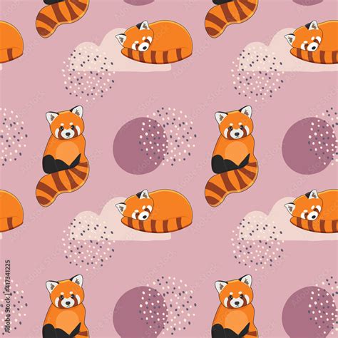 Seamless pattern with сute red panda. Excellent design for packaging ...